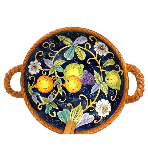 Villa Bellagio Classica by Tabletops Unlimited Other - Hand-Painted Italian Ceramic Serving Bowl With Fruit & Floral Design C143